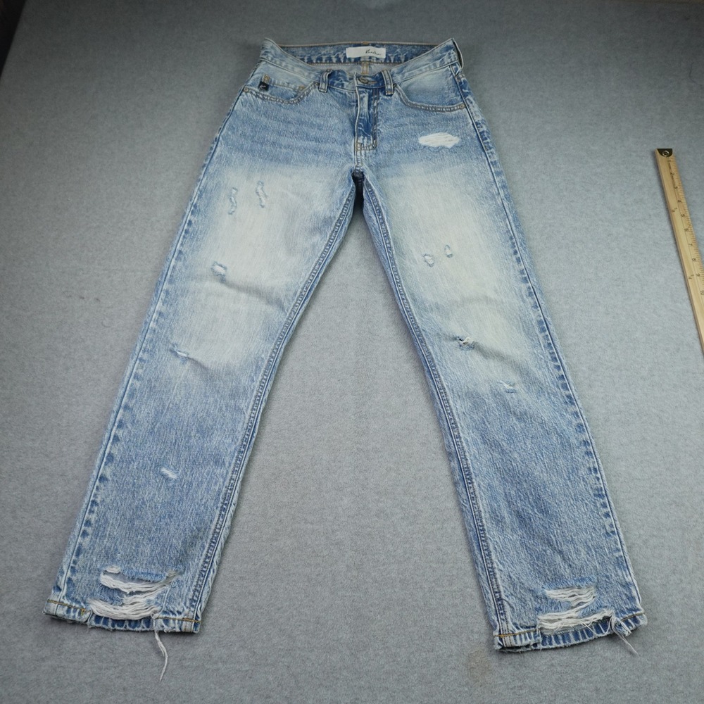 KanCan Jeans Womens 1/24 Light Wash Distressed Straight Leg Denim